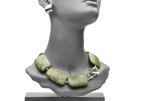 Necklace Moss Agate and Sterling Silver