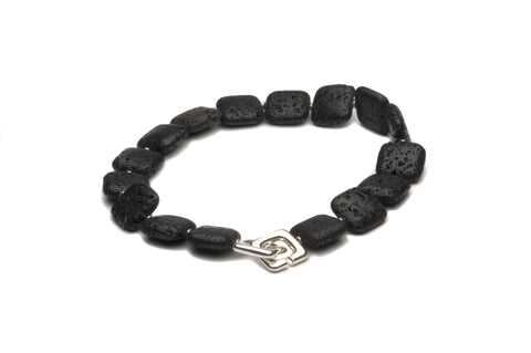 Necklace Lava Rock Square Beads