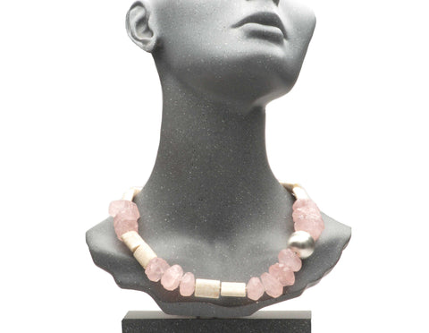 Necklace White Turquoise and Rose Quartz